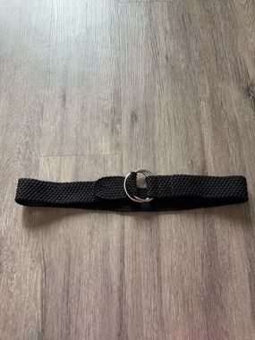 Lauren Ralph Lauren Black Woven Fabric Belt with D-Ring Minimalist NWT